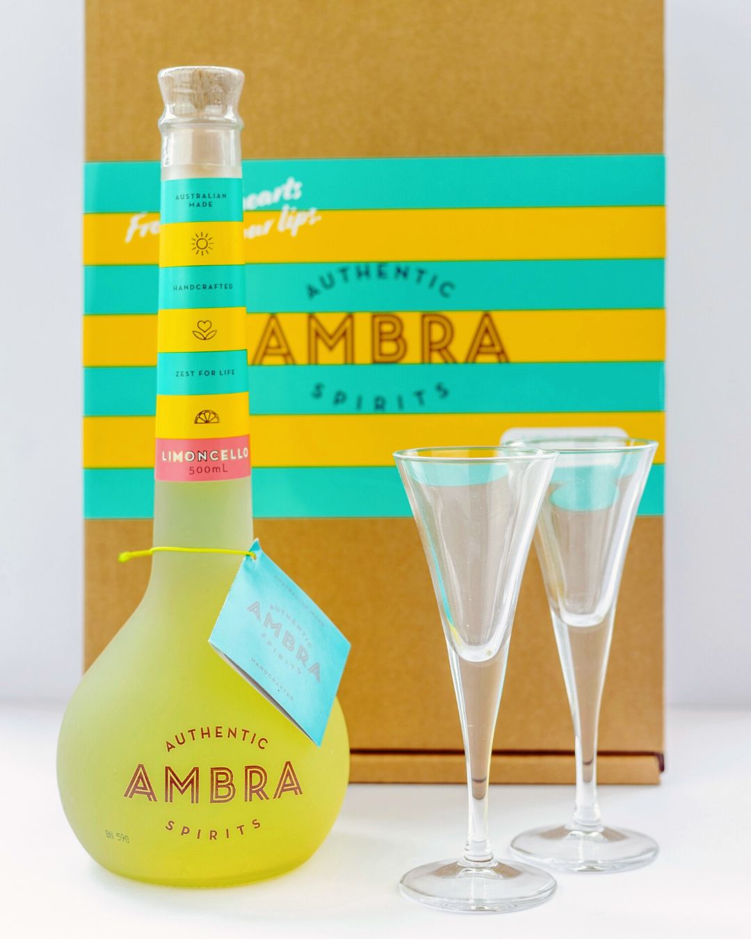 Ambra Limoncello Liqueur 500ml Gift Pack